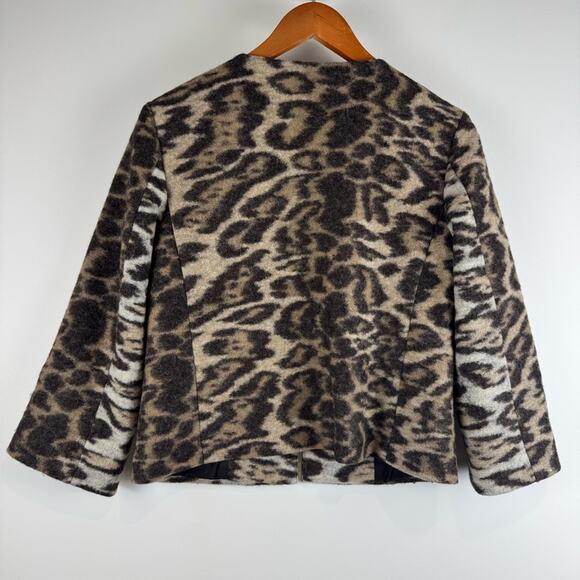 Ann Taylor Virgin Wool Blend Brown Leopard Print Jacket XS - Picture 7 of 11